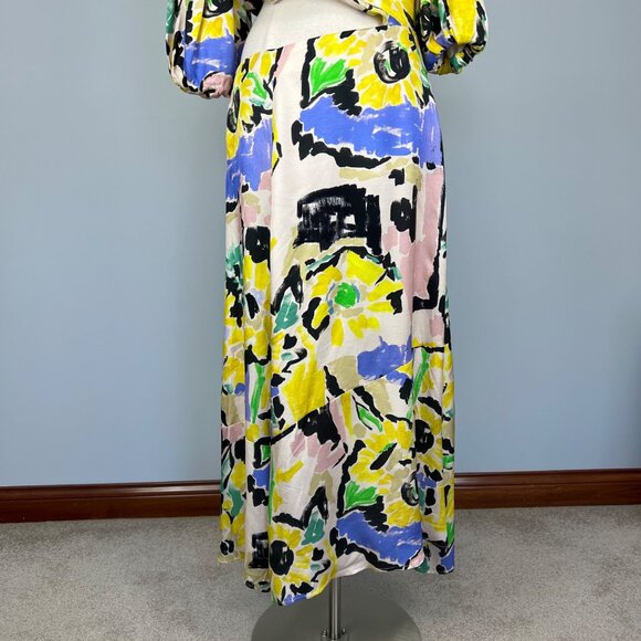 ASOS Edition Womens Blouson Sleeve Cut Out Midi Dress Oversized Floral Print 12 - Picture 8 of 16